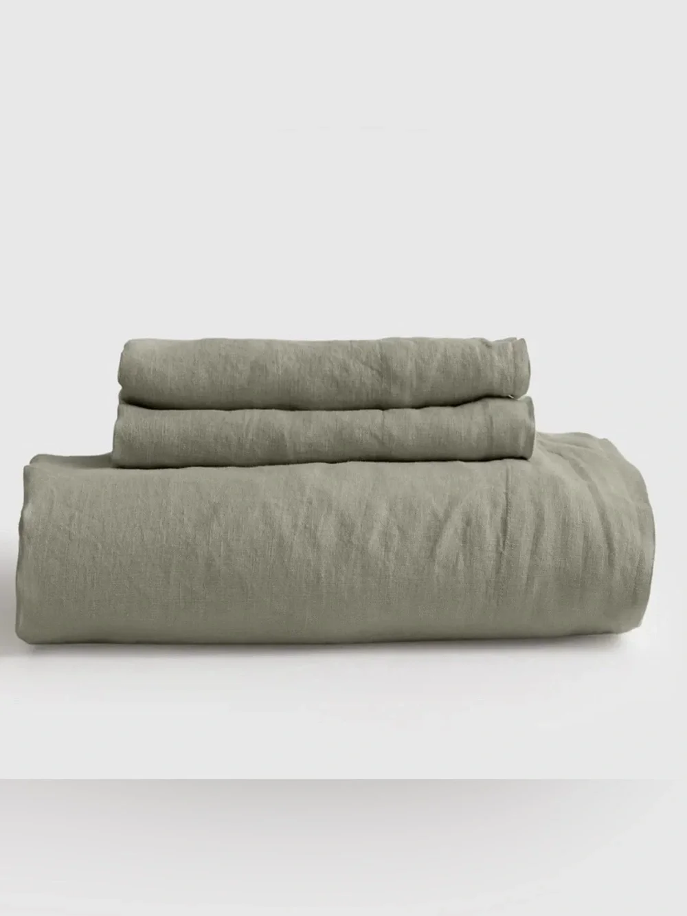 NWOT Quince European Linen 3 Pc Fitted Sheet Set, Queen (Willowleaf)